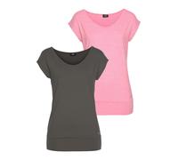 Funktionsshirt H.I.S, Damen, Gr. 40/42, bunt (anthrazit, rosa), Obermaterial: 87% Polyester, 13% Elasthan, figurumspielend hüftlang, Shirts Funktionsshirt, ärmellos, figurfreundlicher Schnitt, ideal f