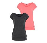 Funktionsshirt H.I.S, Damen, Gr. 40/42, rot (koralle, schwarz), Obermaterial: 87% Polyester, 13% Elasthan, figurumspielend hüftlang, Shirts Funktionsshirt, ärmellos, figurfreundlicher Schnitt, ideal f