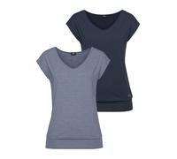 Funktionsshirt H.I.S, Damen, Gr. 44/46, blau (marine), Obermaterial: 87% Polyester, 13% Elasthan, figurumspielend hüftlang, Shirts Funktionsshirt, ärmellos, figurfreundlicher Schnitt, ideal für Sport