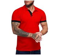 Funktionsshirt Herren Kurzarm Herren T Shirt Sommer Weisses Tshirt Herren Polo Shirts Herren Kurzarm Männer Revers Hemd Mit Taste Einfarbig Casual Kurzarmhemd Kinder Tshirt Weiß Zum Bemalen (Rot, M)