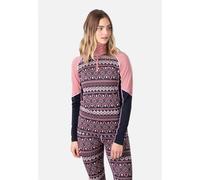 Funktionsshirt KARI TRAA "MALIA", Damen, Gr. S, pink (rosa), 50% Lyocell, 50% Wolle, Jacquardmuster, bestickt, lang, hoch geschlossener Ausschnitt, Shirts Funktionsshirt, mit toller Musterung und Flat