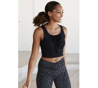 Funktionsshirt LASCANA ACTIVE, Damen, Gr. 32/34, schwarz, Feinstrick, Obermaterial: 79% Polyester, 21% Elasthan, Mesh, unifarben, figurbetont bauchfrei, Rundhals, Shirts Funktionsshirt, mit Mesh-Einsa