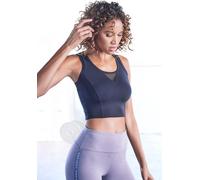 Funktionsshirt LASCANA ACTIVE, Damen, Gr. M (40/42), schwarz, Jersey, Obermaterial: 95% Baumwolle, 5% Elasthan, unifarben, Mesh, sportlich, figurbetont bauchfrei, Rundhals, ohne Ärmel, Shirts Sportbek