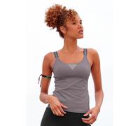 Funktionsshirt LASCANA ACTIVE, Damen, Gr. XL (48/50), grau (stone), Jersey, Obermaterial: 95% Baumwolle, 5% Elasthan, Mesh, unifarben, Basic hüftlang, Rundhals, Shirts Funktionsshirt, mit beschriftete