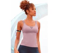 Funktionsshirt LASCANA ACTIVE, Damen, Gr. XL (48/50), rosa (altrosa), Jersey, Obermaterial: 95% Baumwolle, 5% Elasthan, unifarben, Mesh, sportlich, Basic hüftlang, Rundhals, ohne Ärmel, Shirts, mit be