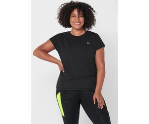 Funktionsshirt ONLY PLAY "ONPAUBREE SS LOOSE TRAIN TEE CURVY NOOS", Damen, Gr. 40/42, schwarz, Jersey, Obermaterial: 88% Polyester, 12% Elasthan, unifarben, relaxed fit normal, Rundhals, Shirts Funkti