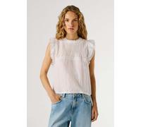 Funktionsshirt PEPE JEANS "shirt DAKOTA SHIRT", Damen, Gr. S, weiß, 75% Baumwolle, 25% Viskose, Shirts Funktionsshirt (33070466-S) weiß