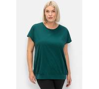 Funktionsshirt SHEEGO "Funktions-Shirt", Damen, Gr. 44/46, blau (petrol), 73% Baumwolle, 27% Polyester, unifarben, Rundhals, Shirts Funktionsshirt (24928866-44) petrol