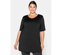 Funktionsshirt SHEEGO "Funktionsshirt", Damen, Gr. 52/54, schwarz, 90% Polyester, 10% Elasthan, unifarben, Rundhals, Shirts Funktionsshirt (35944964-52) schwarz