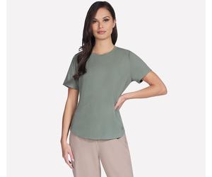 Funktionsshirt SKECHERS "GOWALK LUXE RIB TEE", Damen, Gr. XL, grau, Obermaterial: 90% Polyester, 10% Elasthan, Shirts Funktionsshirt, strukturiertes Kurzarm-T-Shirt, mit Rundhalsausschnitt (17777804-X