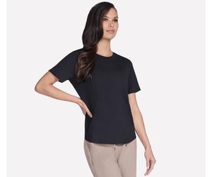Funktionsshirt SKECHERS "GOWALK LUXE RIB TEE", Damen, Gr. XS, schwarz, Obermaterial: 90% Polyester, 10% Elasthan, Shirts Funktionsshirt (90570968-XS) schwarz