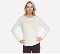 Funktionsshirt SKECHERS "Women's Top", Damen, Gr. S, weiß (light birch stripe), Obermaterial: 91% Polyester, 9% Elasthan, normal, Rundhals, Shirts Funktionsshirt, für Fitness und Sportmode, mit Rundha