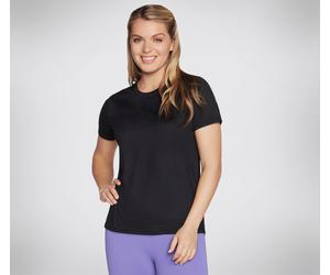 Funktionsshirt SKECHERS "Women's Tshirt", Damen, Gr. L (42/44), schwarz (bold schwarz), Jersey, Obermaterial: 90% Polyester, 10% Elasthan, Rundhals, Shirts Funktionsshirt, elastisches Material, aus Je