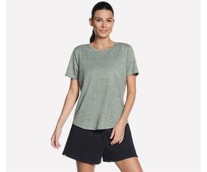Funktionsshirt SKECHERS "Women's Tshirt", Damen, Gr. XL (46/48), grün (grau), Jersey, Obermaterial: 91% Polyester, 9% Elasthan, Rundhals, Shirts Funktionsshirt, elastisches Material, aus Jersey, mit R