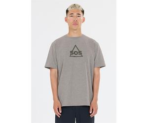 Funktionsshirt SOS "Kvitfjell", Herren, Gr. L, grau, meliert, 94% Baumwolle, 6% Elasthan, bedruckt, unifarben, normal, Rundhals, Shirts Funktionsshirt, mit biologischer Baumwolle und subtilem SOS-Prin