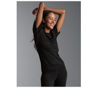 Funktionsshirt TRIGEMA "TRIGEMA T-Shirt aus Merinowolle", Damen, Gr. M, schwarz, Stoff, 80% Wolle (Merinowolle), 20% Polyamid, normal, Rundhals, Shirts Funktionsshirt (127784-M) schwarz