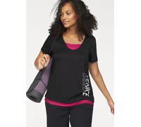 Funktionsshirt VENICE BEACH, Damen, Gr. 56/58, schwarz, Obermaterial: 95% Polyester, 5% Elasthan, figurumspielend, V-Ausschnitt, Shirts Funktionsshirt, figurbetonende Passform, V-Ausschnitt, schnelltr