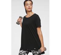 Funktionsshirt VENICE BEACH "Funktionsshirt", Damen, Gr. 40/42, schwarz, Single Jersey, Obermaterial: 63% Polyester, 32% Baumwolle, 5% Elasthan, lässig geschnitten lang, Rundhals, Shirts Funktionsshir