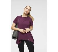 Funktionsshirt VENICE BEACH "Funktionsshirt", Damen, Gr. 44/46, lila (pflaume), Single Jersey, Obermaterial: 63% Polyester, 32% Baumwolle, 5% Elasthan, lässig geschnitten lang, Rundhals, Shirts Funkti