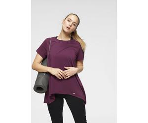 Funktionsshirt VENICE BEACH "Funktionsshirt", Damen, Gr. 44/46, lila (pflaume), Single Jersey, Obermaterial: 63% Polyester, 32% Baumwolle, 5% Elasthan, lässig geschnitten lang, Rundhals, Shirts Funkti
