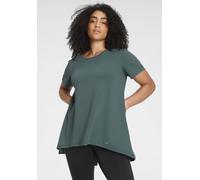Funktionsshirt VENICE BEACH "Funktionsshirt", Damen, Gr. 52/54, blau (petrol), Single Jersey, Obermaterial: 63% Polyester, 32% Baumwolle, 5% Elasthan, lässig geschnitten lang, Rundhals, Shirts Funktio
