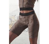 Funktionsshorts LASCANA ACTIVE, Damen, Gr. L (44/46), N-Gr, braun (braun, kupferfarben), Obermaterial: 85% Polyester, 15% Elasthan, bedruckt, gemustert, glänzend, eng ca. Mitte Oberschenkel, Hosen, mi