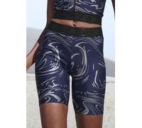 Funktionsshorts LASCANA ACTIVE, Damen, Gr. XS (32/34), N-Gr, silber (blau, silberfarben), Obermaterial: 85% Polyester, 15% Elasthan, bedruckt, gemustert, glänzend, eng ca. Mitte Oberschenkel, Hosen, m