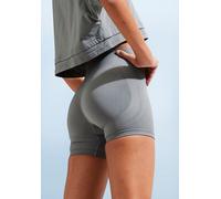 Funktionsshorts LASCANA "Po Push Up", Damen, Gr. L (44/46), N-Gr, grün, Rippware, Obermaterial: 91% Polyamid, 8% Elasthan, 1% Polyester, unifarben, figurbetont ca. Mitte Oberschenkel, Hosen, mit Ripps