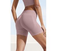 Funktionsshorts LASCANA "Po Push Up", Damen, Gr. S (36/38), N-Gr, lila (mauve), Rippware, Obermaterial: 91% Polyamid, 8% Elasthan, 1% Polyester, unifarben, figurbetont ca. Mitte Oberschenkel, Hosen, m