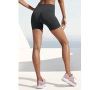 Funktionsshorts LASCANA "Po Push Up", Damen, Gr. XS (32/34), N-Gr, schwarz, Rippware, Obermaterial: 91% Polyamid, 8% Elasthan, 1% Polyester, unifarben, figurbetont ca. Mitte Oberschenkel, Hosen Funkti