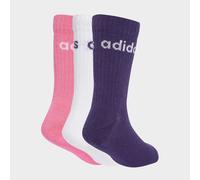 Funktionssocken ADIDAS PERFORMANCE "LIN KIDS CRW 3P", Mädchen, Gr. 28-30, weiß (weiß, pnkfus, aurplu), Obermaterial: 65% Baumwolle, 31% Polyester, 4% Elasthan, Socken (61473029-28) weiß, pnkfus, aurpl