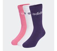 Funktionssocken ADIDAS PERFORMANCE "LIN KIDS CRW 3P", Mädchen, Gr. 31-33, weiß (weiß, pnkfus, aurplu), Obermaterial: 65% Baumwolle, 31% Polyester, 4% Elasthan, Socken (61473029-31) weiß, pnkfus, aurpl