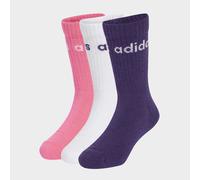 Funktionssocken ADIDAS PERFORMANCE "LIN KIDS CRW 3P", Mädchen, Gr. 34-36, weiß (weiß, pnkfus, aurplu), Obermaterial: 65% Baumwolle, 31% Polyester, 4% Elasthan, Socken (61473029-34) weiß, pnkfus, aurpl