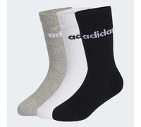 Funktionssocken ADIDAS PERFORMANCE "LINEAR KIDS CREW 3ER-PACK", Mädchen, Gr. 31-33, weiß, medium grau heather, schwarz, Obermaterial: 58% Baumwolle, 38% Polyester, 3% Elasthan, 1% Polyamid, Socken (63