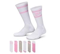 Funktionssocken NIKE "Y NK ED CSH CREW 6P - 144 GFX2", Mädchen, Gr. M (38/41), weiß, rosa, grau, Obermaterial: 66% Baumwolle, 29% Polyester, 4% Elasthan, 1% Nylon, Socken (92771714-M) weiß, rosa, grau
