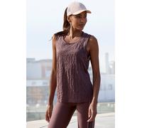 Funktionstop LASCANA ACTIVE, Damen, Gr. XS (32/34), blau (braun), Obermaterial: 60% Baumwolle, 40% Polyester, gemustert, unifarben, lässig geschnitten hüftlang, Rundhals, normaler Saum, Tops Funktions