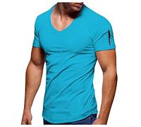 FunktionsunterwäSche Herren Unterhemd Oberteil Herren Sommer Einfarbig V-Ausschnitt Kurzarm Tee Shirts MäNner Outdoor Sports LäSsige Sportbekleidung Casual Tshirt Herren Schwarz Mit Aufdruck