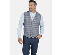 Funktionsweste CHARLES COLBY "Weste DUKE NIVEN", Herren, Gr. 54, grau (blau kariert), Obermaterial: 60% Baumwolle CO. 40% Leinen LI., comfort fit normal, Westen Funktionsweste, im modischen Glencheck-