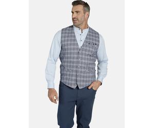 Funktionsweste CHARLES COLBY "Weste DUKE NIVEN", Herren, Gr. 60, grau (blau kariert), Obermaterial: 60% Baumwolle CO. 40% Leinen LI., comfort fit normal, Westen Funktionsweste, im modischen Glencheck-