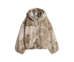 Funktionsweste PUMA "Street Glam Highloft Oversized Jacke Damen", Damen, Gr. M, beige (mouse gray beige), Obermaterial: 100% Polyester. Futter: 100% Polyester, Westen Funktionsweste (93432105-M) mouse