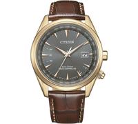 Funkuhr CITIZEN, braun, Armbanduhren, Herren, Funkuhr, Armbanduhr, Herrenuhr, Solar, Lederarmband, Saphirglas, Datum (82069344-0) braun