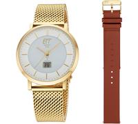 Funkuhr ETT "Atacama", gold (goldfarben, cognacfarben), Armbanduhren, Herren, Funkuhr, Armbanduhr, Herrenuhr, Datum, Solar, ideal auch als Geschenk (60838267-0)