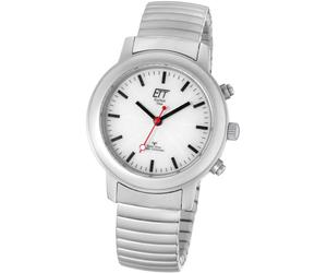 Funkuhr ETT "Basic", grau (edelstahlfarben), Armbanduhren, Damen, Funkuhr, Armbanduhr, Damenuhr, Solar, Flexband, Zugband (12464118-0) edelstahlfarben