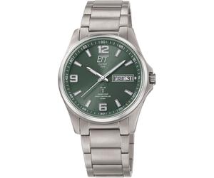 Funkuhr ETT "Everest", titanfarben, grün, Armbanduhren, Herren, Funkuhr, Armbanduhr, Herrenuhr, Datum, Solar, Titan (82680249-0) titanfarben, grün