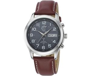 Funkuhr ETT "Gobi", braun, Armbanduhren, Herren, Funkuhr, Armbanduhr, Herrenuhr, Datum, Solar, Lederarmband (724316-0) braun