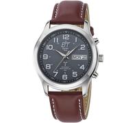 Funkuhr ETT "Gobi", braun (braun, anthrazit), Armbanduhren, Herren, silberfarben, Funkuhr, Armbanduhr, Herrenuhr, Datum, Solar, Lederarmband (724316-0) braun, anthrazit