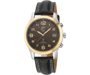 Funkuhr ETT "Gobi", schwarz (schwarz, schwarz), Armbanduhren, Herren, Funkuhr, Armbanduhr, Herrenuhr, Datum, Solar, Lederarmband (66970947-0)