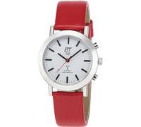 Funkuhr ETT "Station Watch", rot, Armbanduhren, Damen, Funkuhr, Armbanduhr, Damenuhr, Solar, Lederarmband (60828107-0) rot
