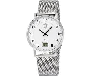 Funkuhr MASTER TIME "Advanced", silber (silberfarben, weiß, weiß), Armbanduhren, Damen, silberfarben, Funkuhr, Armbanduhr, Quarzuhr, Damenuhr, Datum (60325001-0) silberfarben, weiß, weiß