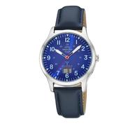Funkuhr MASTER TIME "Aviation", blau (blau, blau), Armbanduhren, Herren, Funkuhr, Quarzuhr, Armbanduhr, Herrenuhr, Lederarmband, analog, digital (36583461-0) blau, blau